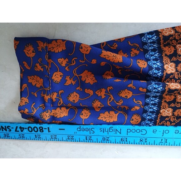 Pleione Blouse Womens Size XL Dark Blue Orange Floral Long Sleeve Anthro - Picture 6 of 10
